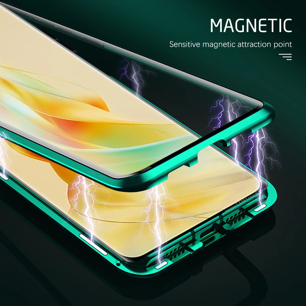 360° Magnetic Flip Back Cover For Oppo Reno8 T 5G Case Double Side Protector Glass Fundas Shell Orro Reno8T 4G Reno 8 T5G T4G 8T