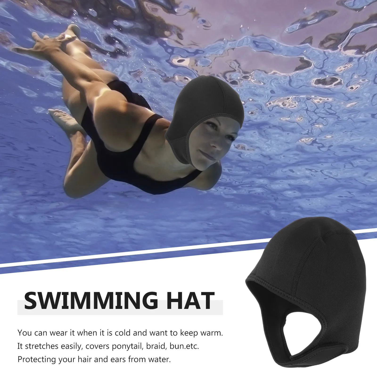 Swimming Hat for Adults Stretchable Diving Head Cover Sun Blocking Water Sports Head Protector Snorkeling Cap Winter Bathing