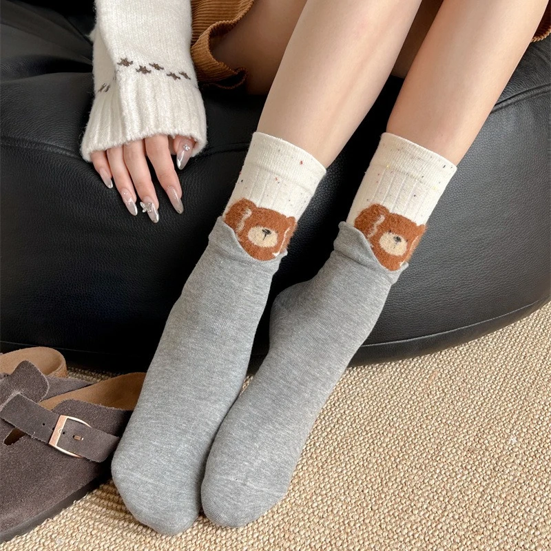 Kaus Kaki Wanita Motif Hewan Kartun Jepang Kawaii Lucu Kaus Kaki Panjang Wanita Katun Rajut Jepang Hadiah Natal