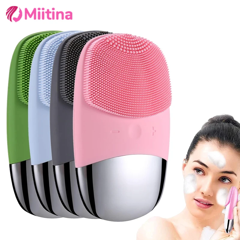 Silicone Electric Silicone Facial Cleanser Massager Ultrasonic Vibrator Skincare Beauty Machine Vibration Cleaning Of Pores Care