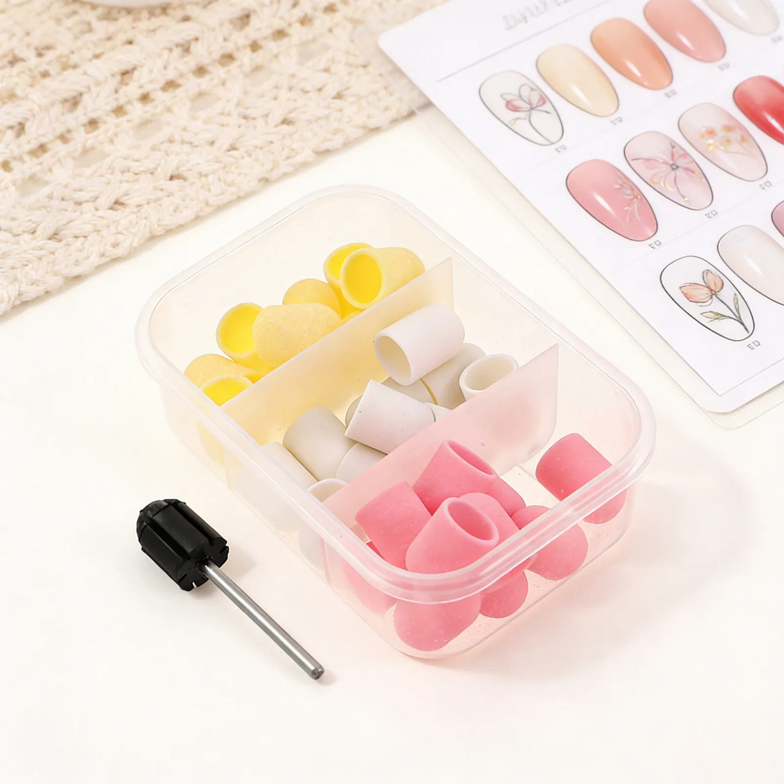 30pcs Nail Sanding Caps 80/180/240 Grit for Acrylic Gel Polish Removal, Manicure Pedicure Drill Bits