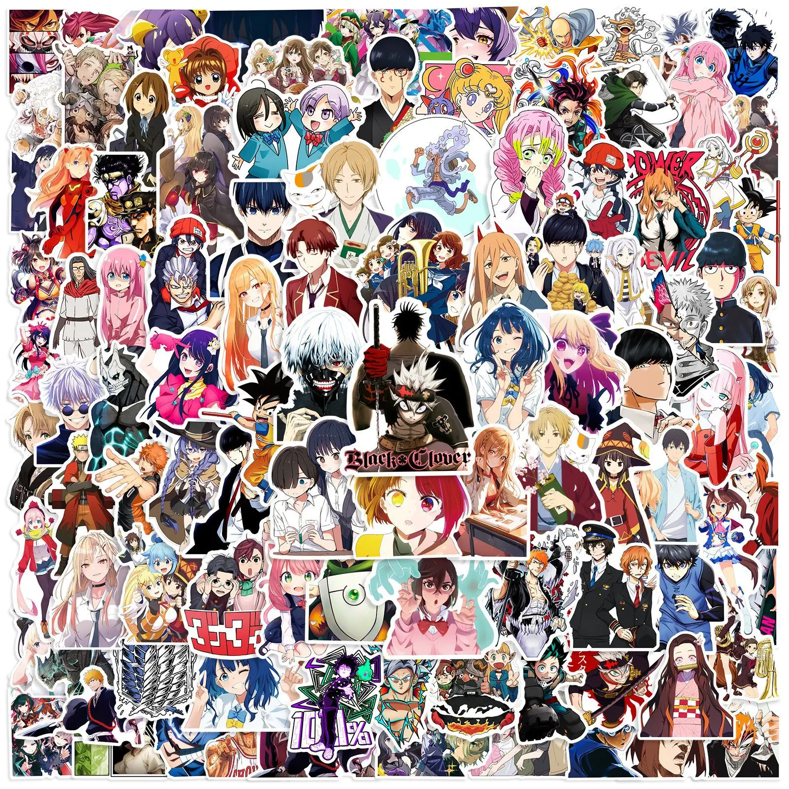 100Pcs Cartoon Japanese Anime Mixed Graffiti Stickers Notebook Phone Luggage Cool DIY Decoration Sticker Pack for Anime Fans