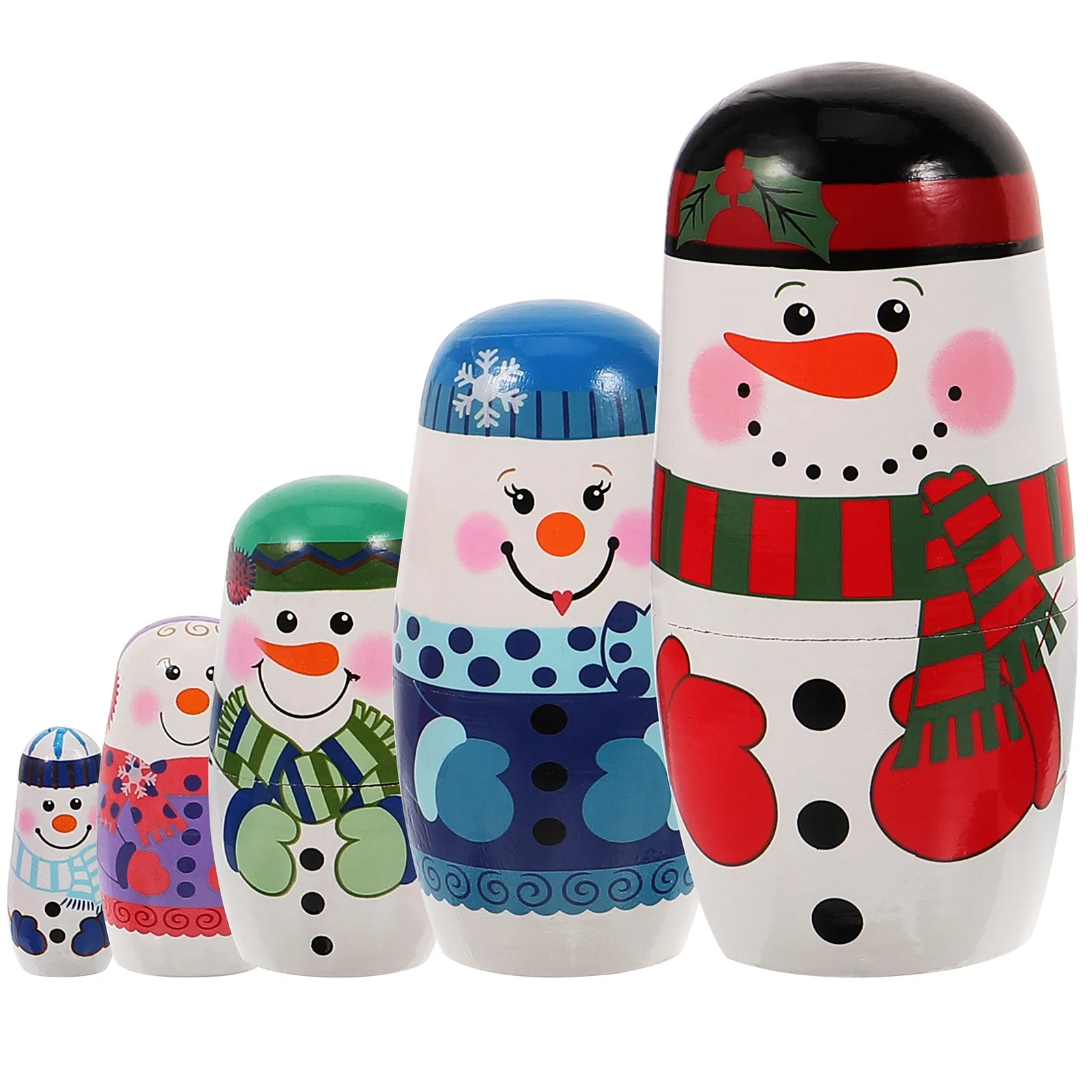 Santa Nesting Dolls Snowman Russian Nested Christmas Tree Toys dla niemowląt Drewniany prezent dla dzieci