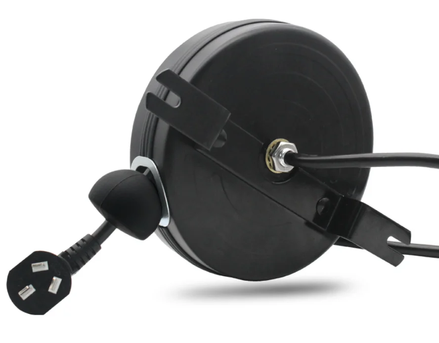 Customized AU Eu UK USA Plug 3M Power Cable Spring Return Coil Retractable Extension Cable Reel with Rack