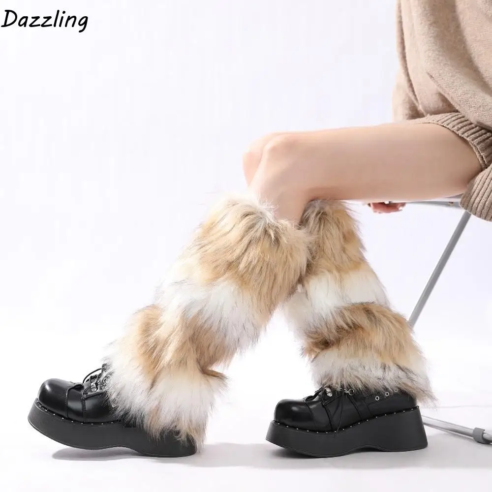 

Kawaii Меховые гетры из искусственного меха Утолщенные чехлы для ног Сапоги Лолиты Чехол в японском стиле Теплые гольфы для девочек Spicy Girls