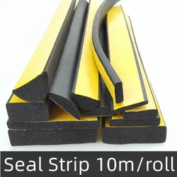 2m-10m Rubber Self Adhesive Sponge Seal Strip EVA Black Foam Strong Single-sided Adhesive Soundproof Anti-collision Seal Gasket