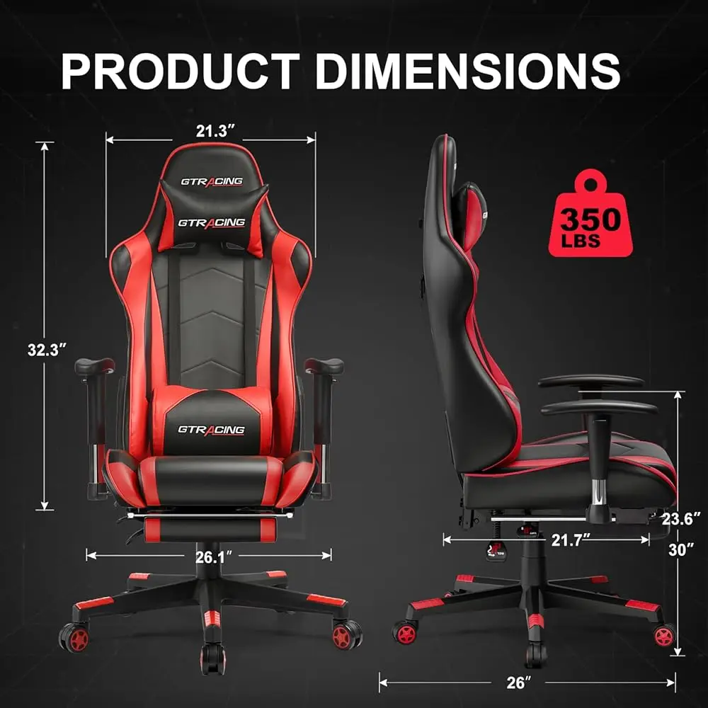 Gaming Chair With Footrest, High Ba Computer Chair Ergonomic Game Desk Chair Racing Executive Adjustable Swivel Rocker With