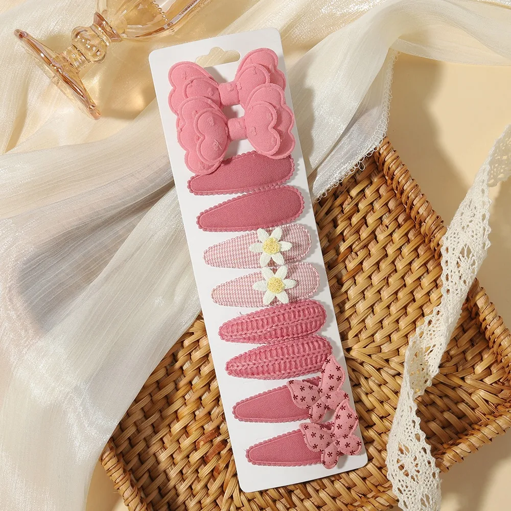 10 Stück/Set Bedruckte Stoff-Haarspangen für Babys und Mädchen, Feststehende Kantenclips für Party und Alltag, Mädchen-Haaraccessoires – Detail 12