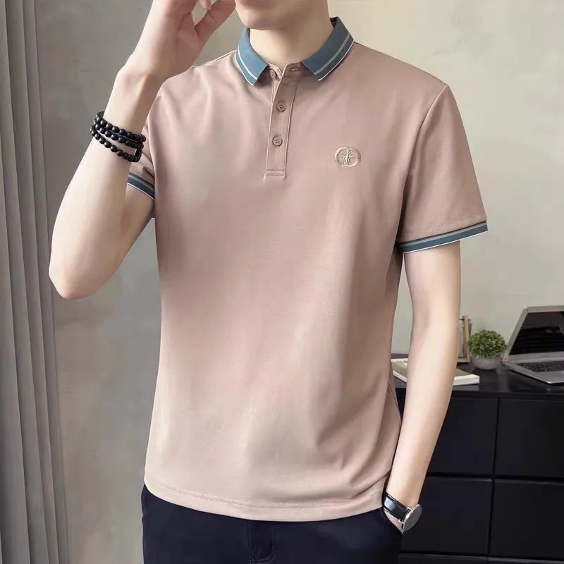 

High-End Casual Men's Polo Shirt Short Sleeve Summer T-Shirt Soft Pique Cotton Turn-Down Collar Lightweight Design