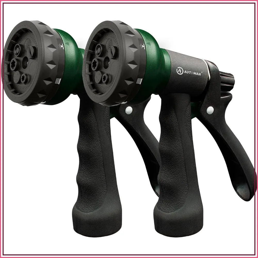 2 Pack Garden Hose Nozzle, 7-Pattern Water Sprayer with Ergonomic Grip, Leak-Free Fit for Standard Hoses, Ideal for Watering, Cleaning, and Pet Care