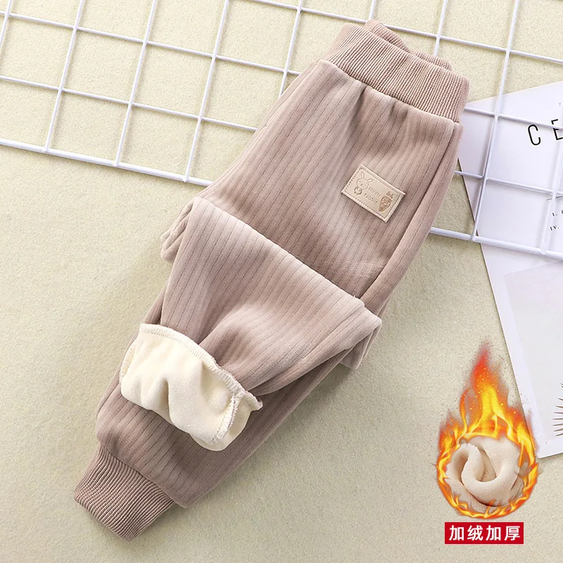1-7T Kids Pants Children's Sports Pants Boys Girls Long Velvet Pants Autumn Cotton Corduroy Winter Thick Casual Warm Trousers 4