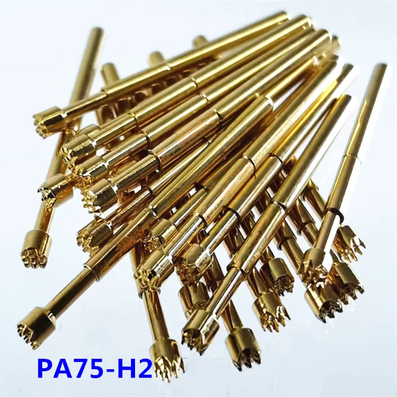 100PCS/pack Gold-plated PA75-H2 Nine Claw Plum Blossom Head Spring Test Pin Outer Diameter 1.02MM Long 16.55mm PCB Pogo Pin