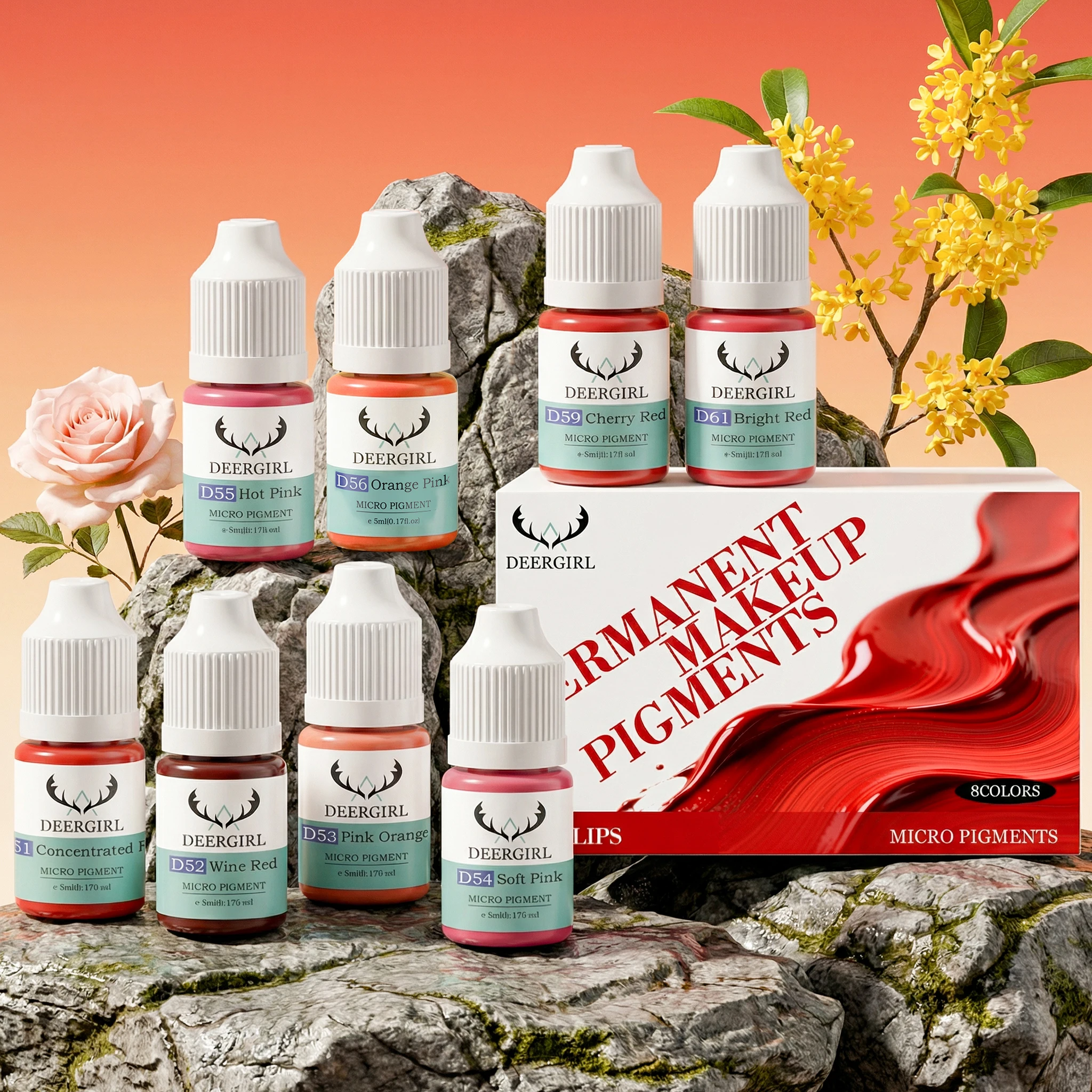 8PCS 5ML Eyebrows Tattoo Ink PMU Pigment 8 Colors Lip Tattoo Ink For Semi Permanent Makeup Nano Lips Microblading Pigment
