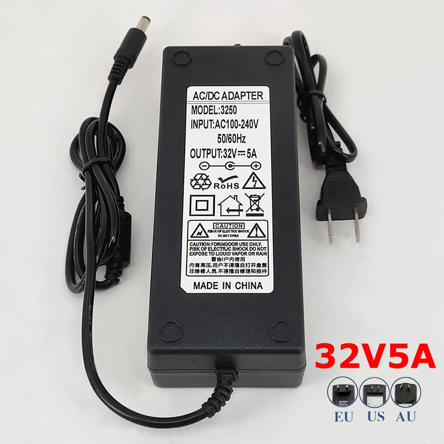 100-240V AC To DC 32V 5A  Power Adapter Supply Charger Adapter 5.5mm X 2.5mm Plug US EU AU Plug 32V/5A Power Supply