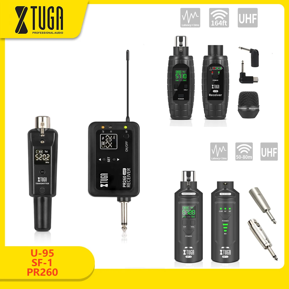 

XTUGA Mini Wireless Microphones Professional Converter XLR Rechargeable Transmitter Receiver For Dynamic Condenser Microphone
