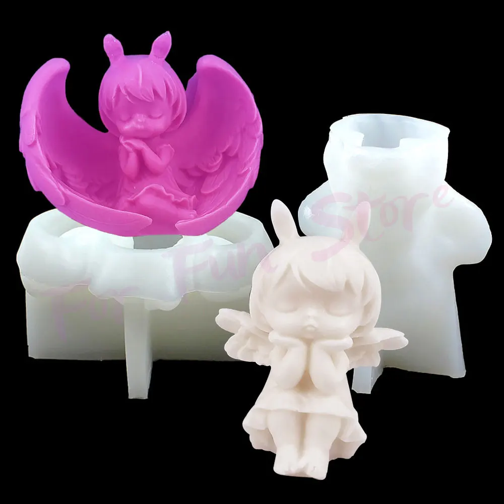 For Fun Winged Angel Silicone Candle Molds DIY Princess Anne Handmade Soap Plaster Ice Cube Baking Mold Party Gift Making Mold