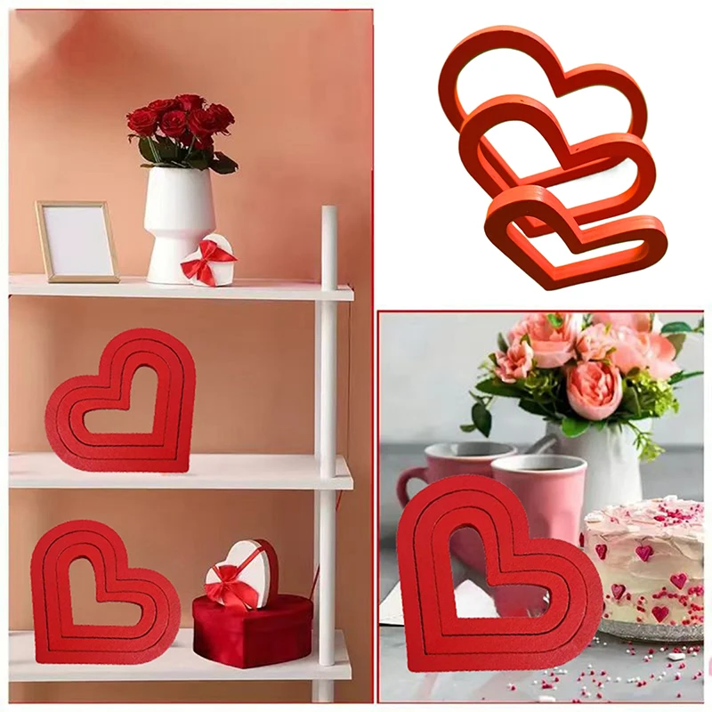 Wooden Romantic Heart Love Home Decoration Accessories Wooden Sign For Crafts Wedding Valentine's Day Desk Decor