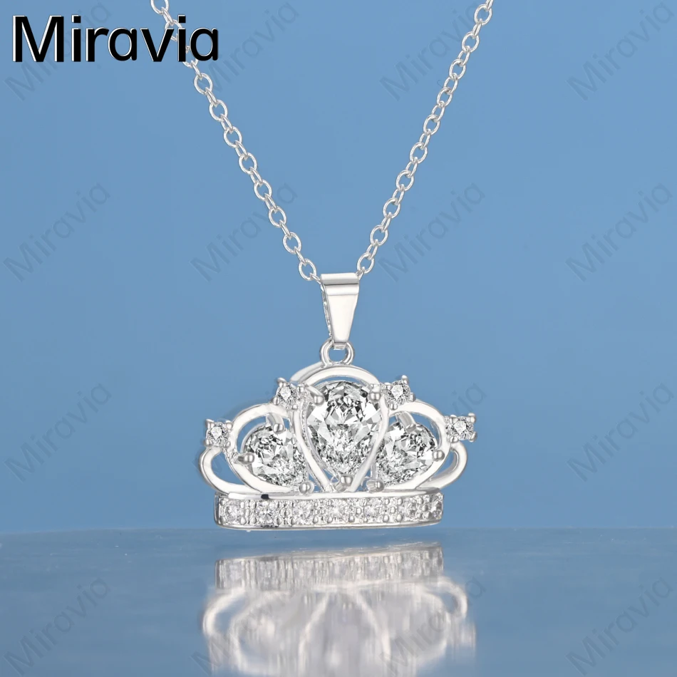 

Ожерелье с подвеской в виде короны из стерлингового серебра 925 пробы Miravia с цирконом: винтажные, элегантные и благородные украшения для вечеринок