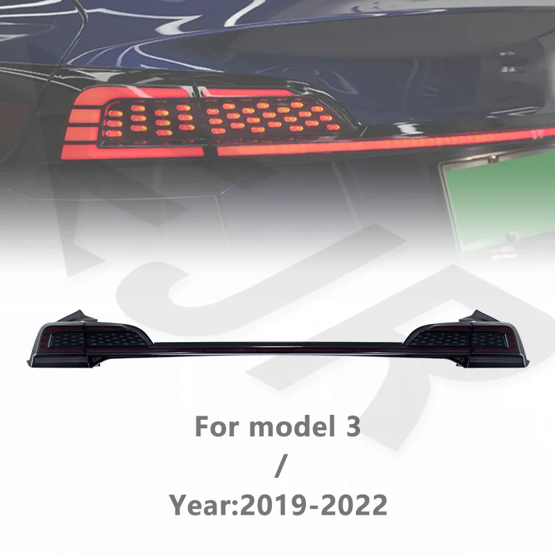 Door achterlichtmontage voor Tesla Model 3 2019-2023 Achteraf inbouwen van auto achteraf inbouwen met stromend waterbesturing