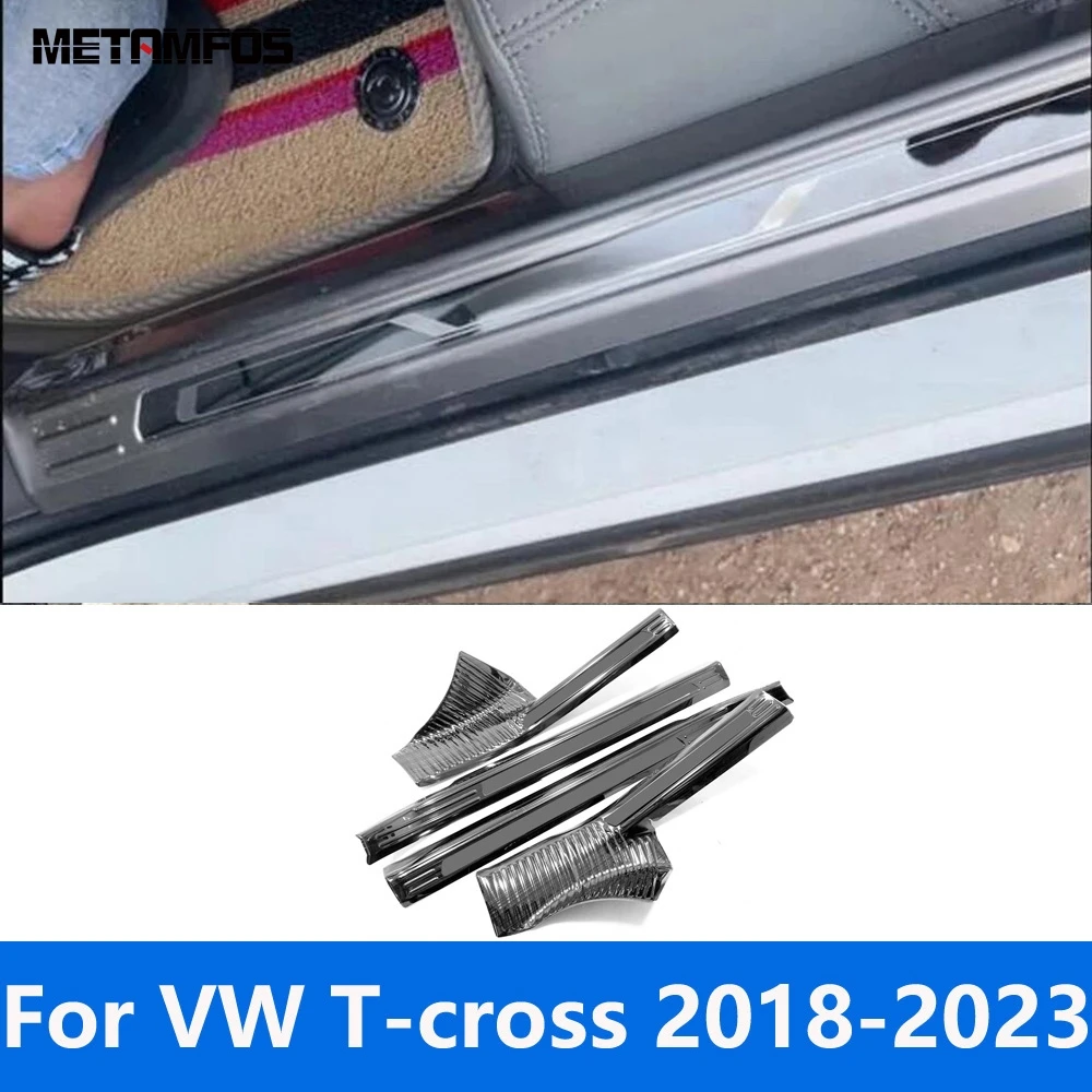 

For Volkswagen VW T-cross Tcross 2018-2022 2023 Interior Door Sill Scuff Plate Welcome Pedal Entry Guard Protector Accessories