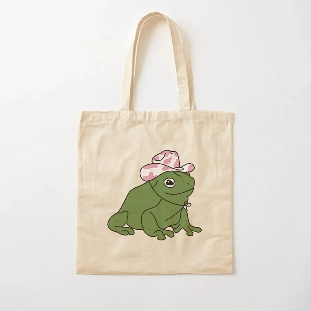 

Frog with A Cow Print Cowboy Hat Tote Bag Women's shopping bag bags cloth bags