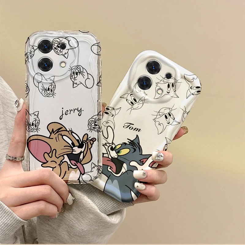 T-Tom And J-Jerry Couple Cartoon Phone Case for Redmi Note 13 12 11 ProPlus 10 9 Pro 14C 13C 12C 11S 10A K70 TPU Dustproof Cover