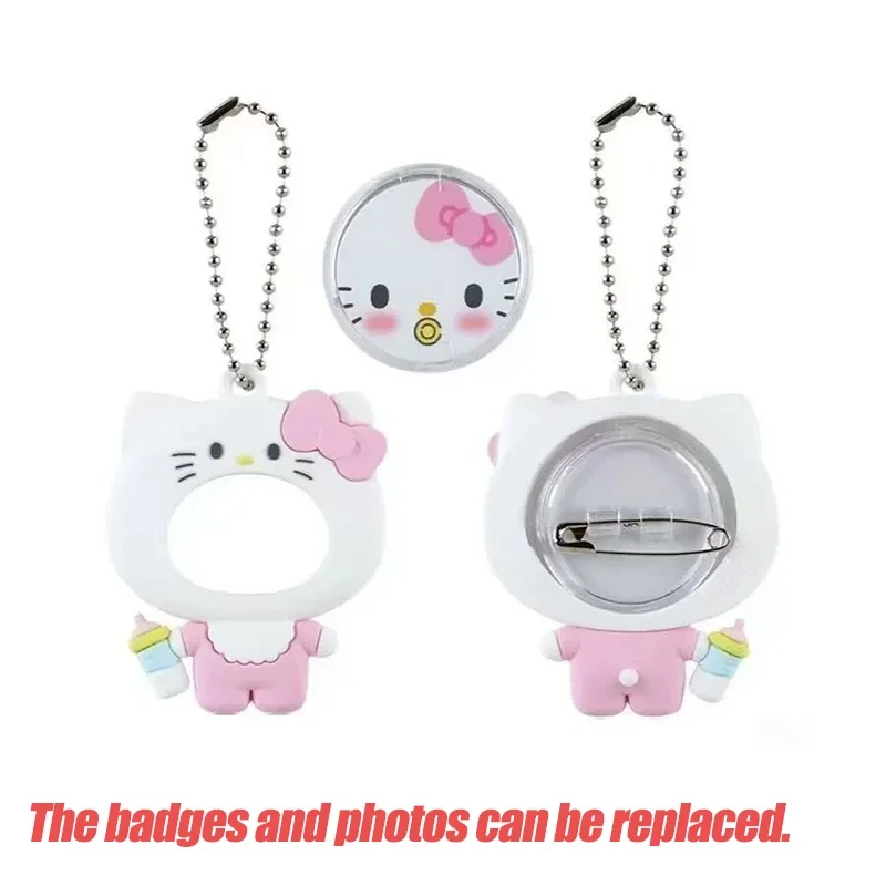 Hello Kitty Badge Cartoon Baby Bottle Modeling Keychain Replaceable Badge Protective Cover Backpack Charm Decor Collectible Gift view 3