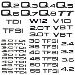 ABS Numbers Letters Q2 Q3 Q4 Q5 Q6 Q7 Q8 35 45TFSI 2.0T 30 40 50 TDI Emblem For Audi Q series Car Fender Trunk Rear Logo Sticker