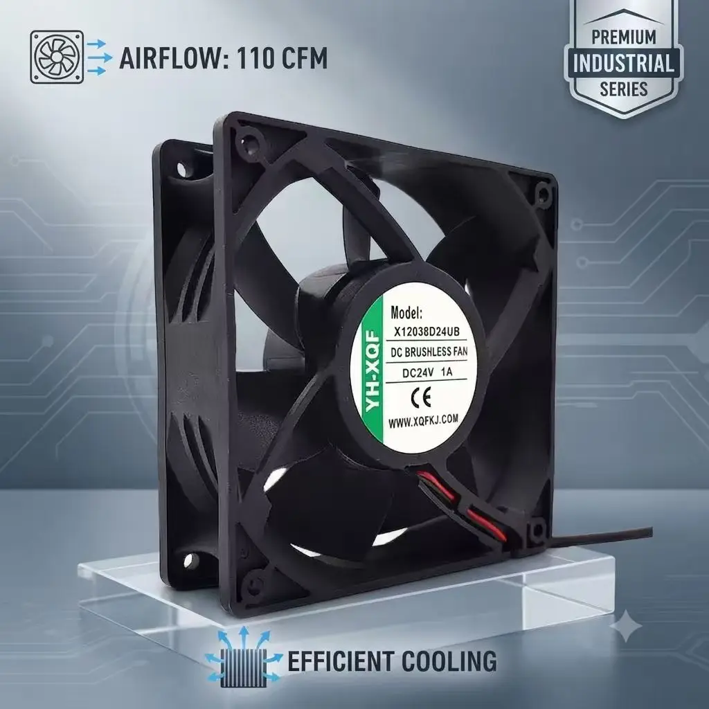 Original For YH-XQF X12038D24UB DC 24V 1A 2-Wire 120mm 12038 12cm Brushless Industrial Server Chassis Cooling Fan