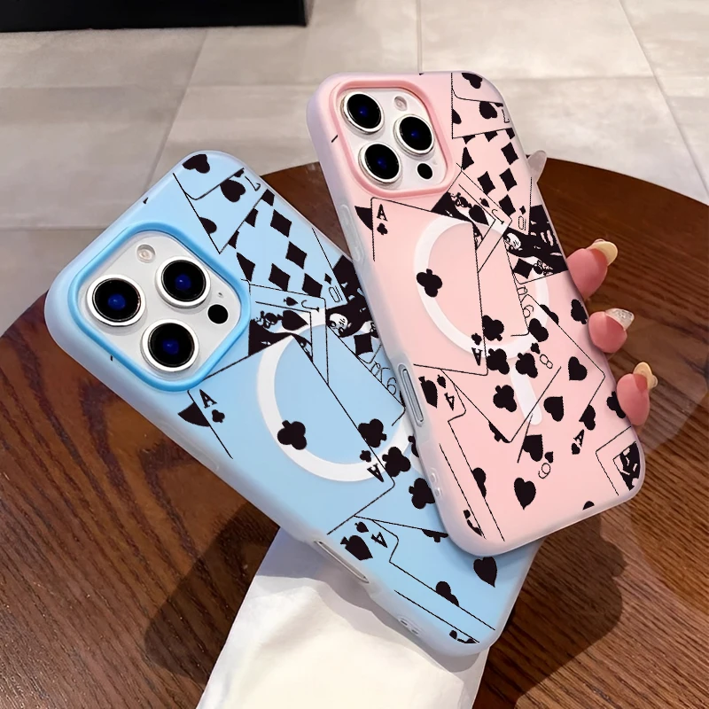 

Magnet Mystique Fashion Poker Cards Plum Blossom A Pattern Phone Case For IPhone16 15 14 13 12 11PROMAX Silcone Phone Case Cover