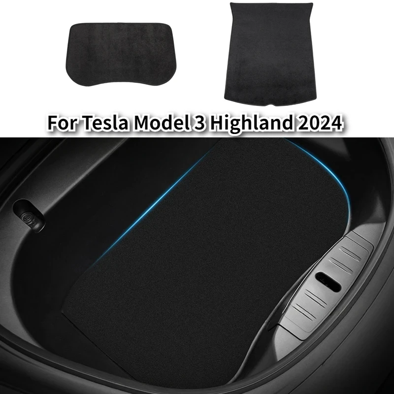 

For Tesla Model 3 Highland 2024 Flannel Front Rear Trunk Mat Car Trunk Bottom Full Coverage Protector Cargo Liner Accessories