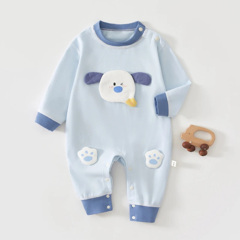 

autumn new cotton baby onesie full moon hundred days Romper men's and women's treasure long sleeves foreign style out clothes