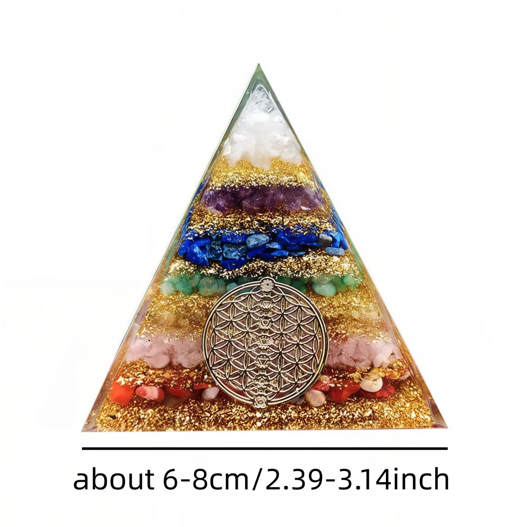 7 Chakra Blume des Lebens Orgon-Pyramide, Heilkristall EMF-Schutz Orgonit – Detail 2