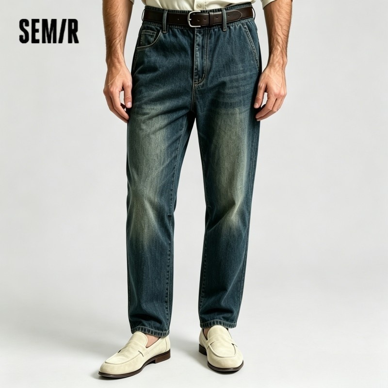  Semir Men Jeans Stretch 2026 Tapered Retro Commuter Urban Casual Everyday Style Soft Comfortable Daily Wear Trendy 