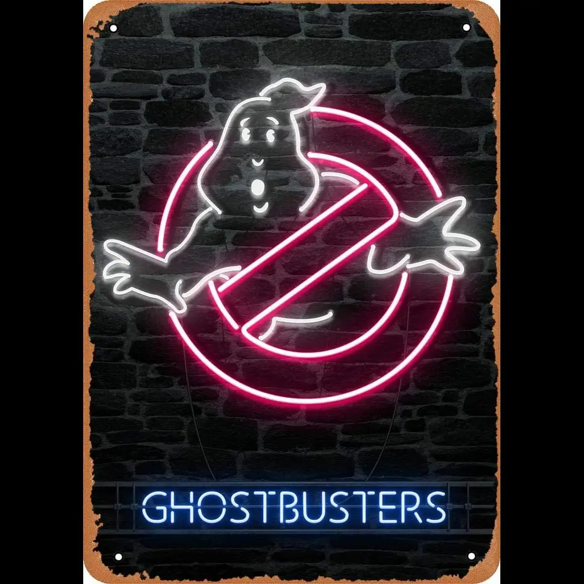 Ghostbusters Neon Lights Vintage Metal Tin Sign x Inches  Perfect Wall Decor for Home Bar Pub Garage  Unique Gift Idea