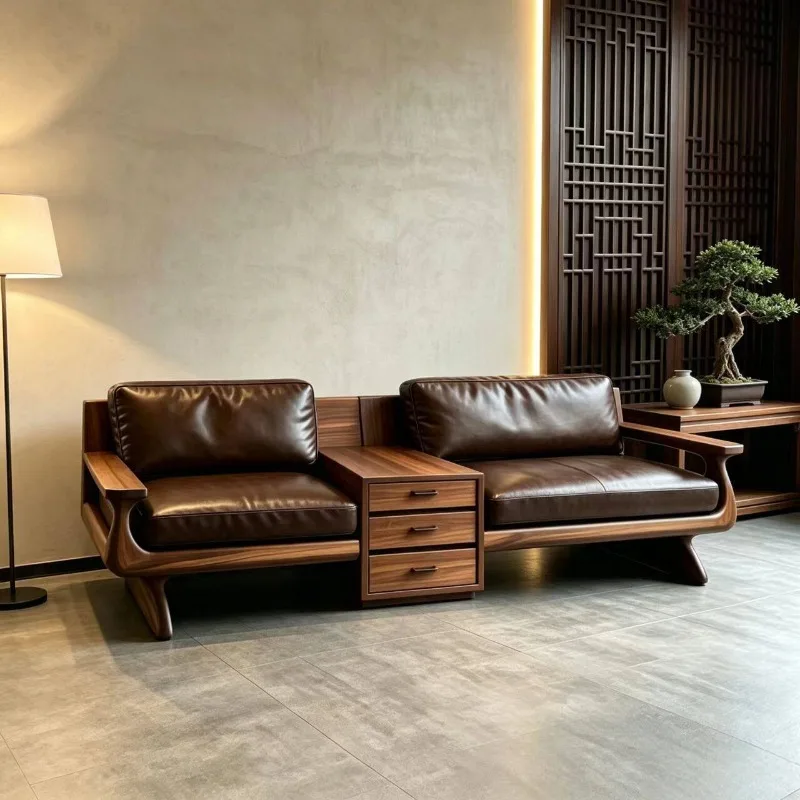 New Chinese-style North American black walnut sofa Arhat bed, designer Arhat couch