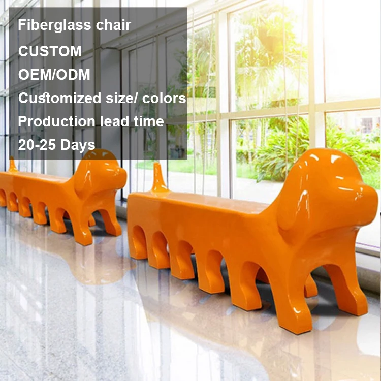 Custom FRP Shopping Mall Creative Puppy Shape Leisure Waiting Chair Children's Center Fun Stool Chair Bench