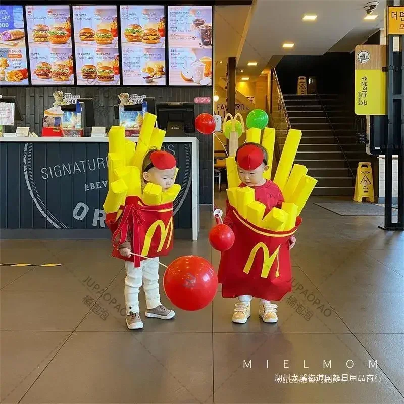 2025 New New Halloween Creative Spoof Fries Baby Costume Set for Boys and Girls Stage Performance Costumes Cossplay Sexy AA