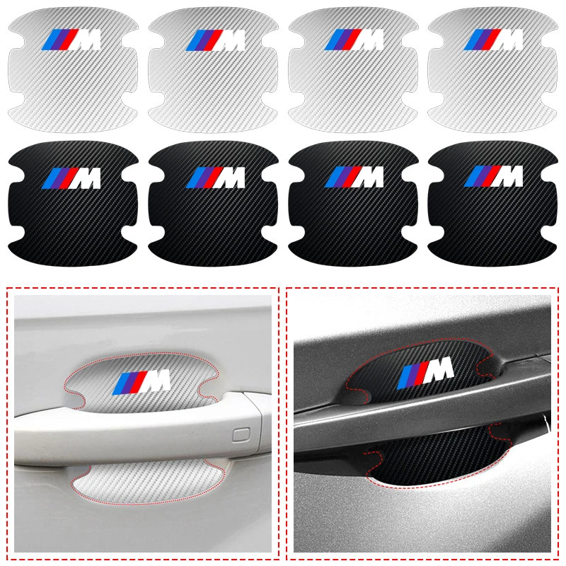 4pcs Car Door Handle Sticker Carbon Fiber Scratches Resistan For BMW 320i 325i 320Li 325Li 330Li X7 X3 X4 X5 X6 E39 E60 E61 F10