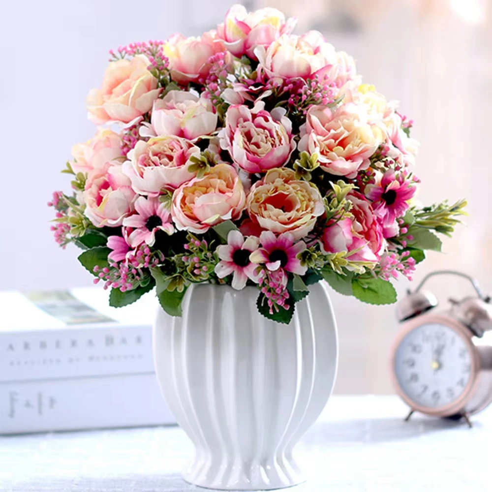 Uflower 30 cm hochwertige Pfingstrosen aus Seide, künstliche Blumen, Blumenstrauß, Hochzeitsaccessoires, Zuhause, Party, Gartendekoration