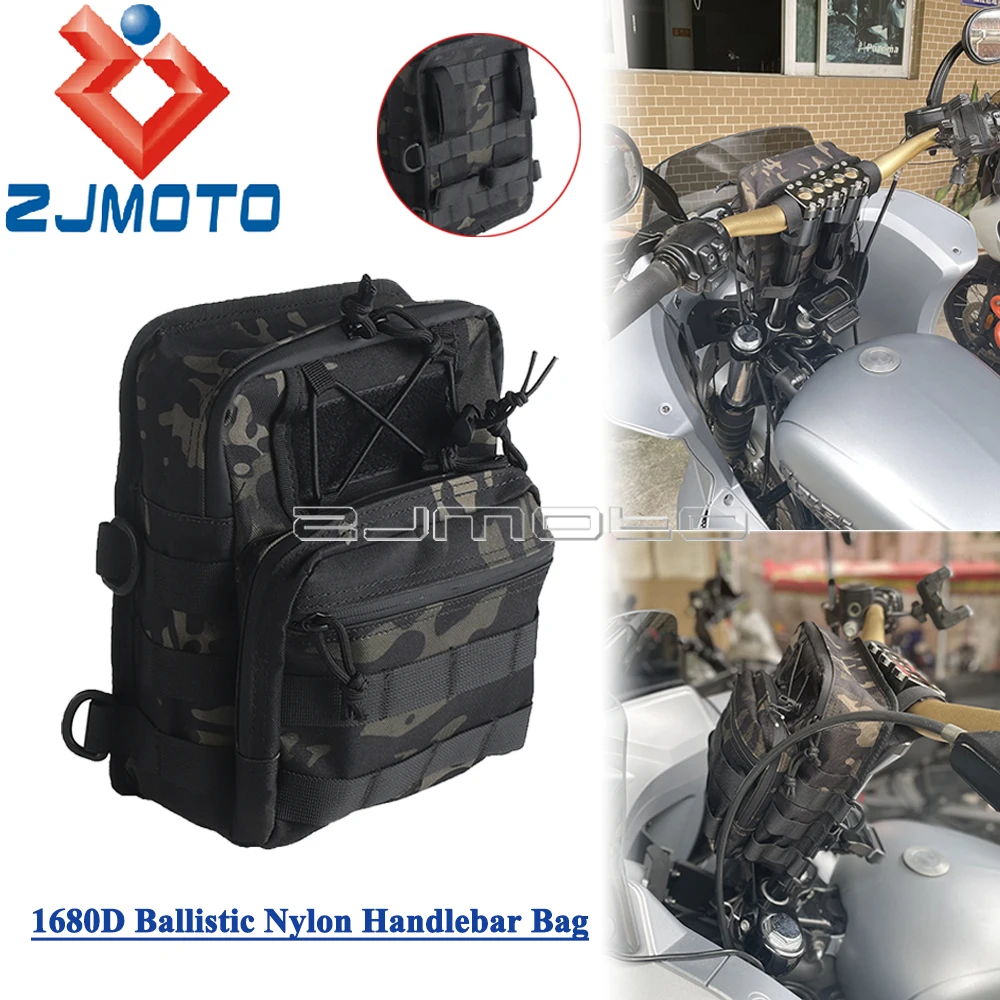 Motorcycle Handlebar Storage Bag For Harley Dyna Street Bob Softail Sportster Club Style Molle Traveller Bar Handlebar T-Bar Bag