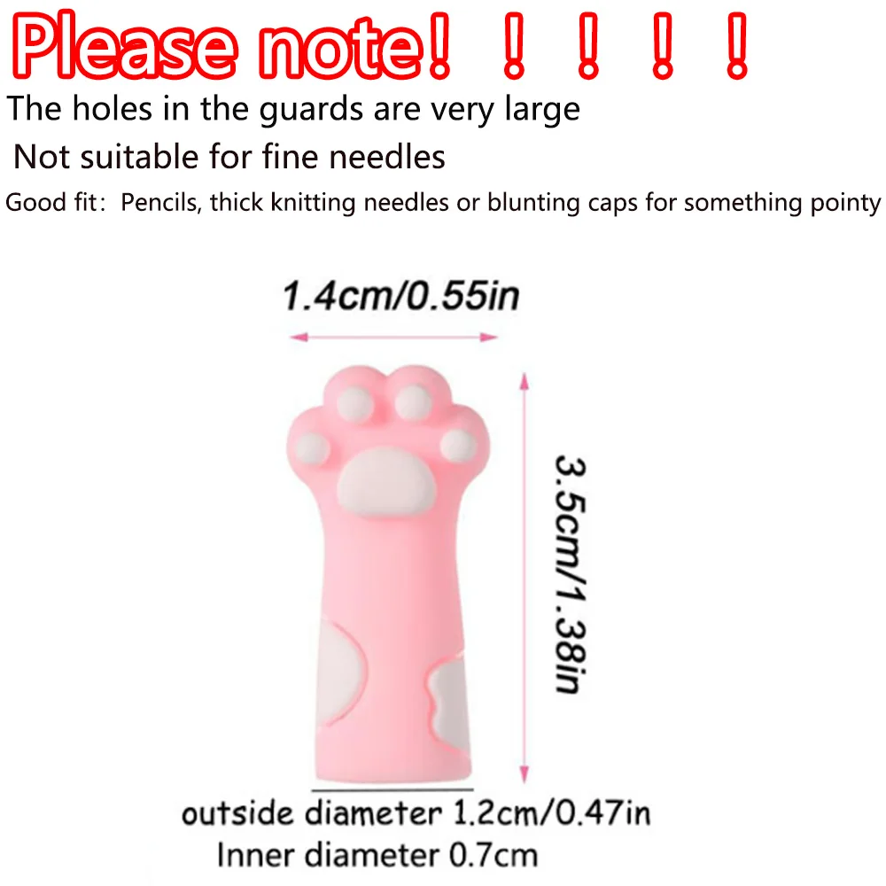 6pcs Cute Cat Paw Knitting Needle Stoppers Needles Point Silicone Protector Anti-shedding Cap DIY Weave Tool Sewing Accessories