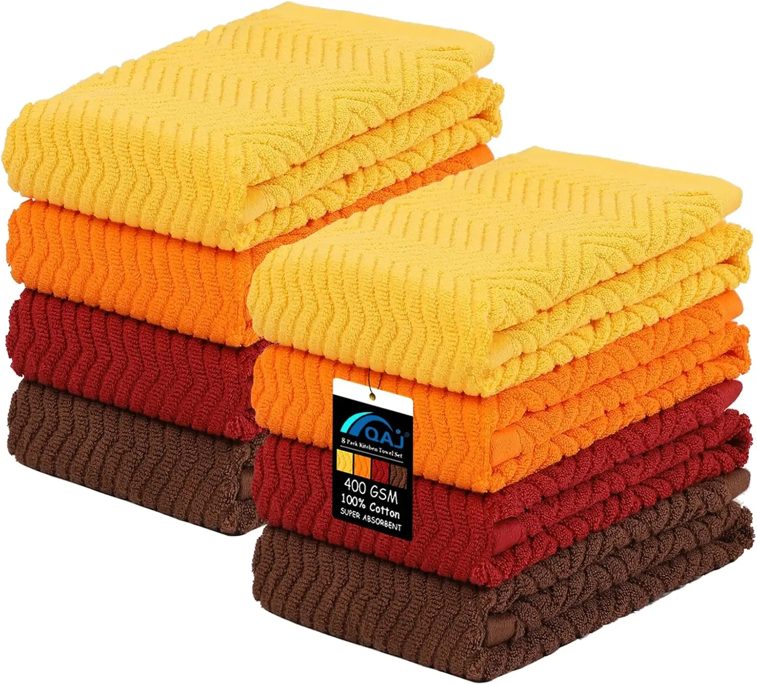 

Super Absorbent Cotton Kitchen Towels Set, 8 Pack Dish Cloths for Drying Dishes, 16x25 Inches, 400 GSM