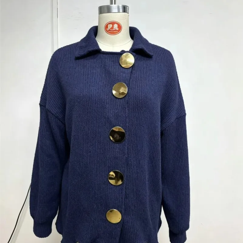 Autumn Winter Solid Knit Cardigan Sweaters Coats Women Lapel Button Casual Long Sleeve All-match Sweater Coats Knitted Tops 3 Autumn Winter Solid Knit Cardigan Sweaters Coats Women Lapel Button Casual Long Sleeve All-match Sweater Coats Knitted Tops 3