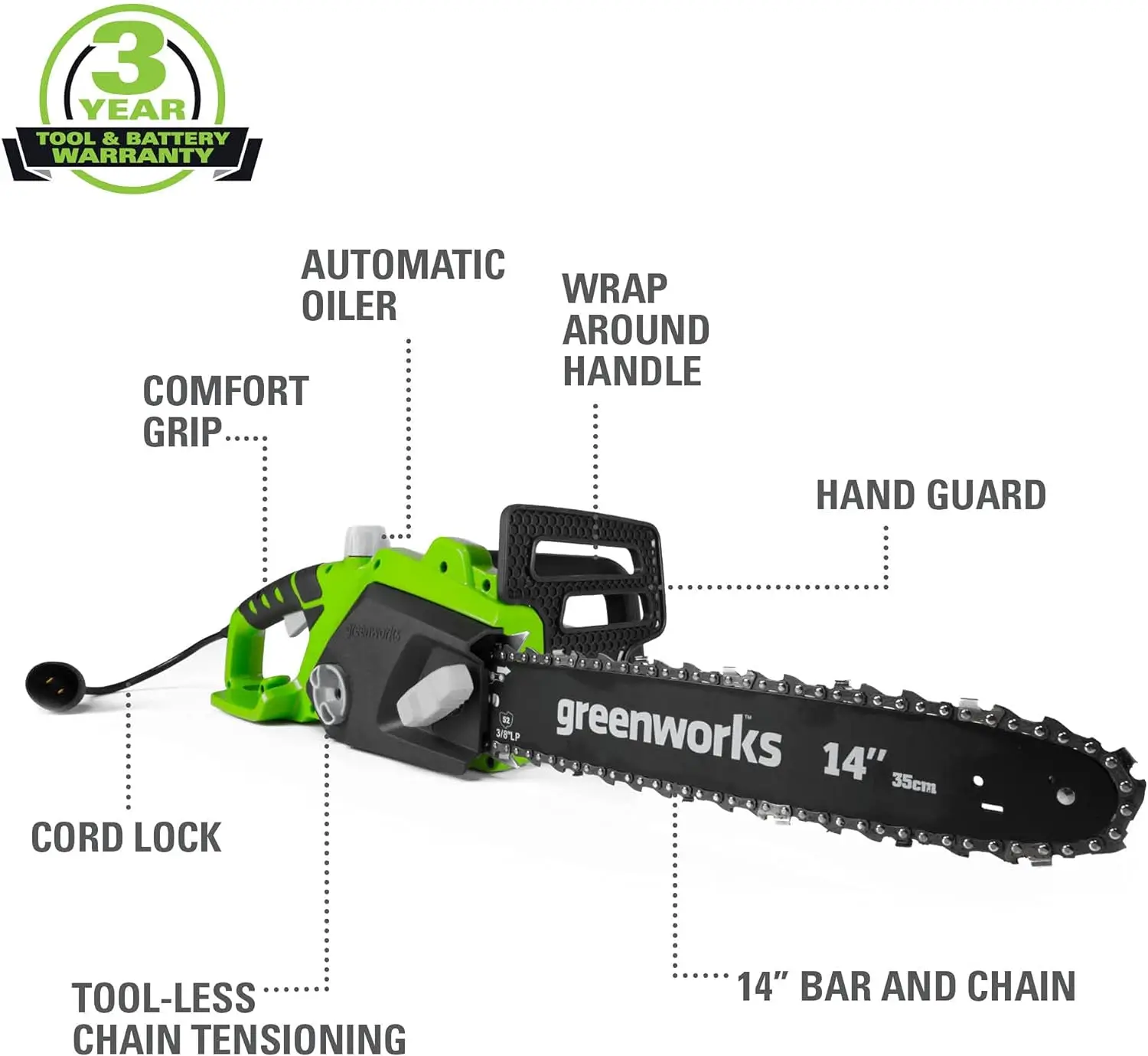 10.5 Amp 14-Inch Corded Chainsaw  Chainsaw  Electric Pruning Saws