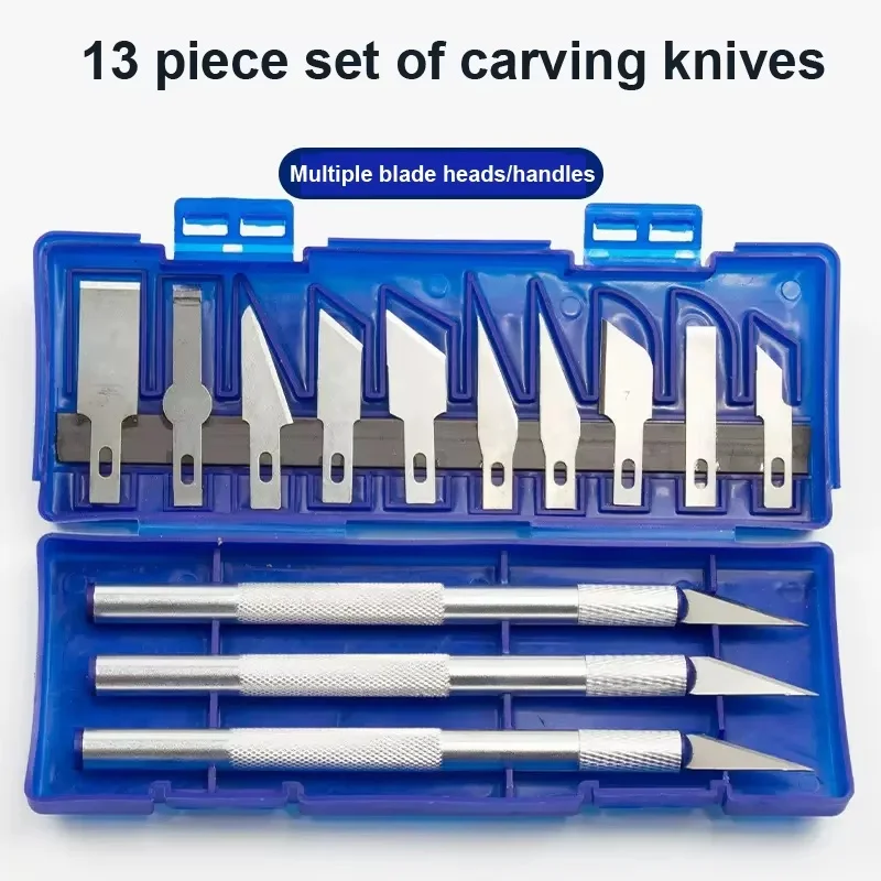 13Pcs Metal Carving Knife Pen Style Quality Artwork Knife Portable Mini Paper Cutter Non-Slip Gadget DIY Precision Repair Tools