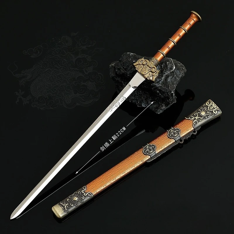 22cm Ancient Chinese Weapons Drunken Swordsman Melee Knife Game Peripheral Metal Weapon Model Samurai Sword Katana Gifts Toys