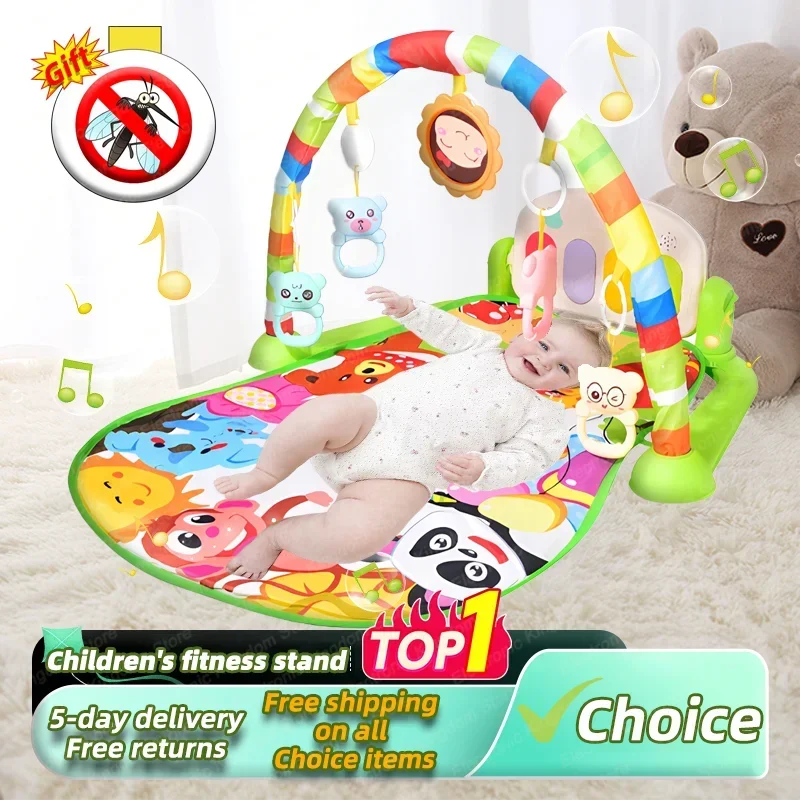 Baby Fitness Stand Music Play Gym Activity Toys Newborn Piano Crawling Blanket Pedal Game Pad Early Education 0-36 Months Gifts