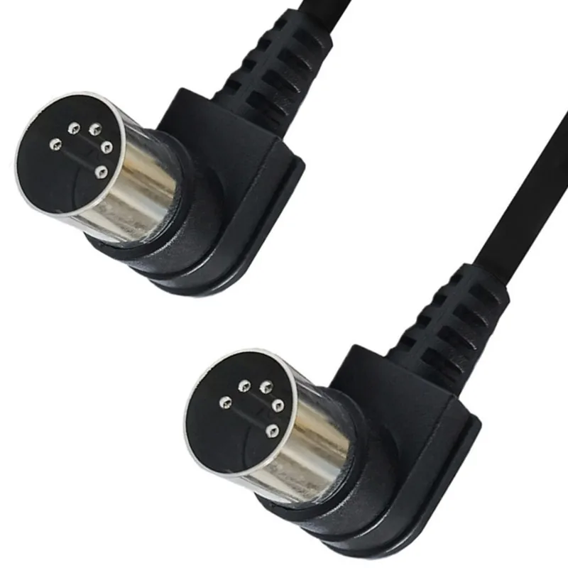 90 Angle MIDI 5 Pin Cable Male to Male 5Pin DIN Plug Black Cable 1m/1.5m/3m