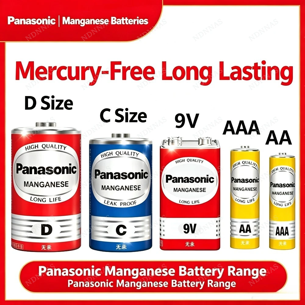 Panasonic 9V 6F22 AAA AA C D R03 R6 R14 R20 Dry Batteries For Smoke Detector Multimeter Metal Detector Doorbell Walkie Talkie